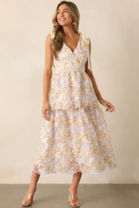 Time For Tea Apricot Floral Midi Dress