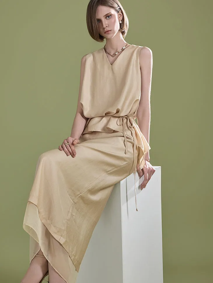TP1876 Blouse with Strap and  Skirt Sets
