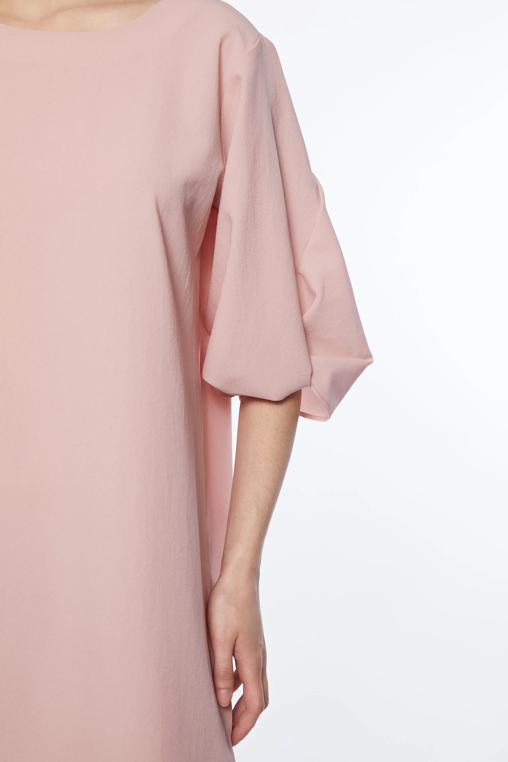 TWIST PUFF SLEEVE MIDI DRESS