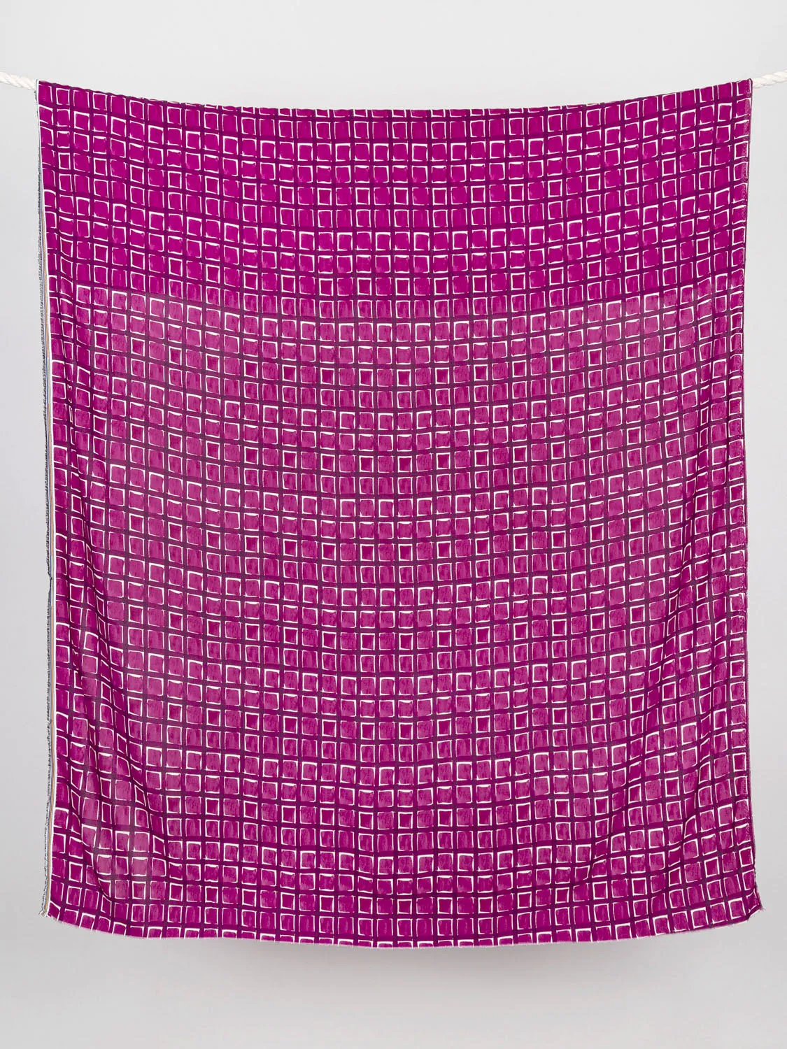 Watercolour Check Print Viscose - Raspberry   Cream