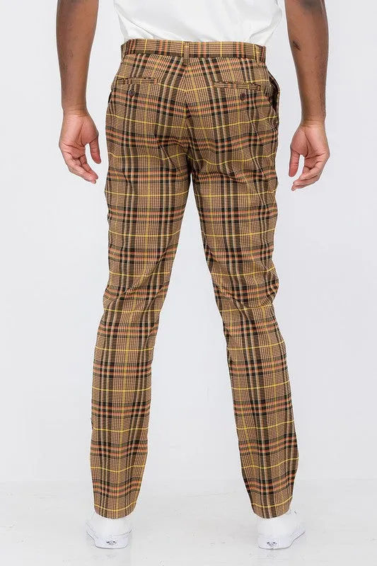 Weiv Mens Plaid Trouser Pants - Brown