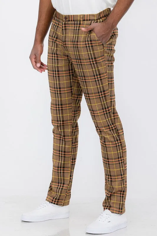 Weiv Mens Plaid Trouser Pants - Brown