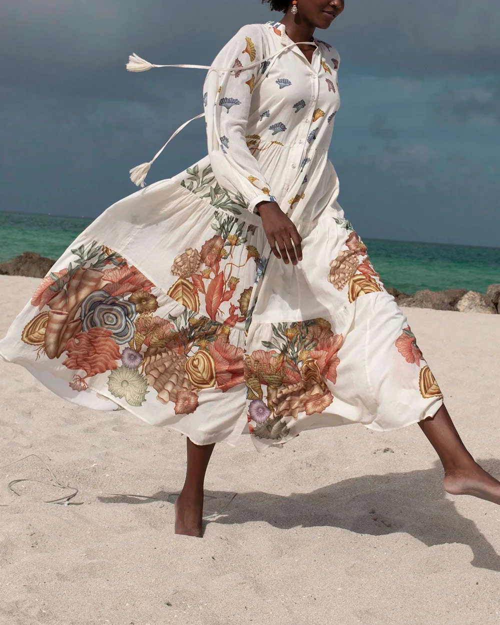 White Shell Elements Valeria Dress