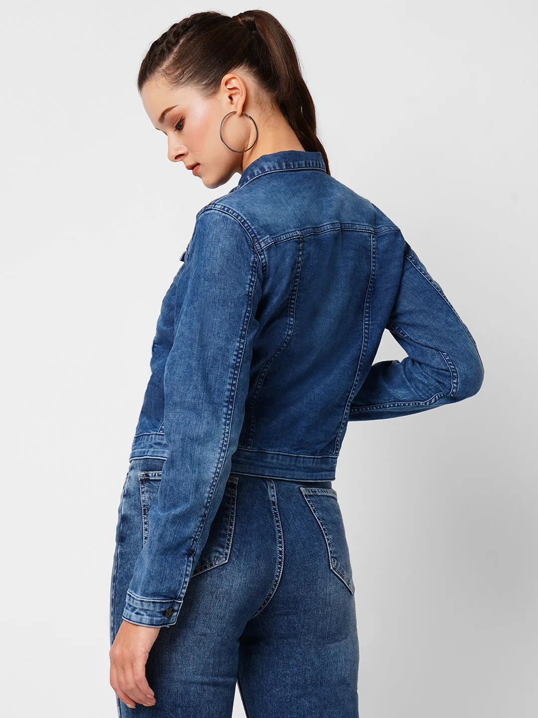 Womens Dark Blue Long Sleeves Jacket & Shrug