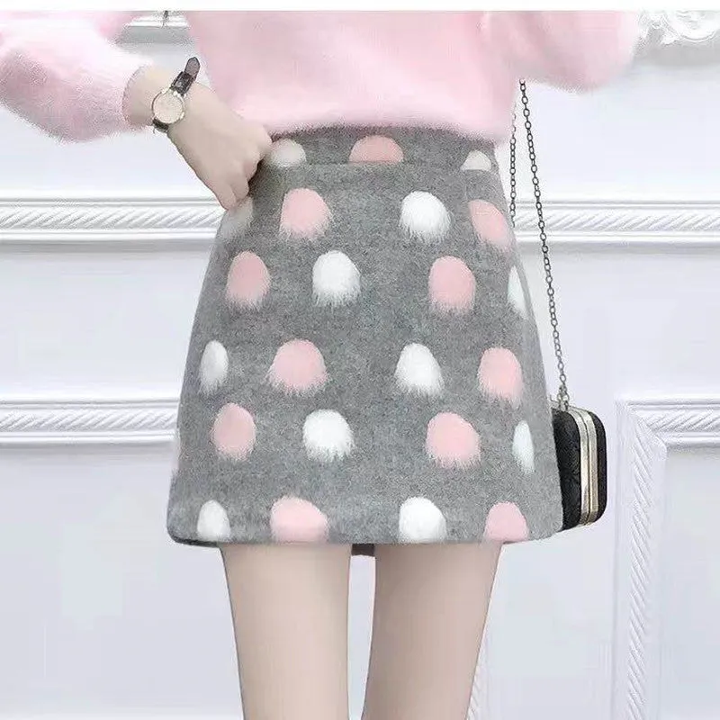 Wool Skirt Women Fairy Look INS High Waist Student Korean A-Line Pencil Skirt
