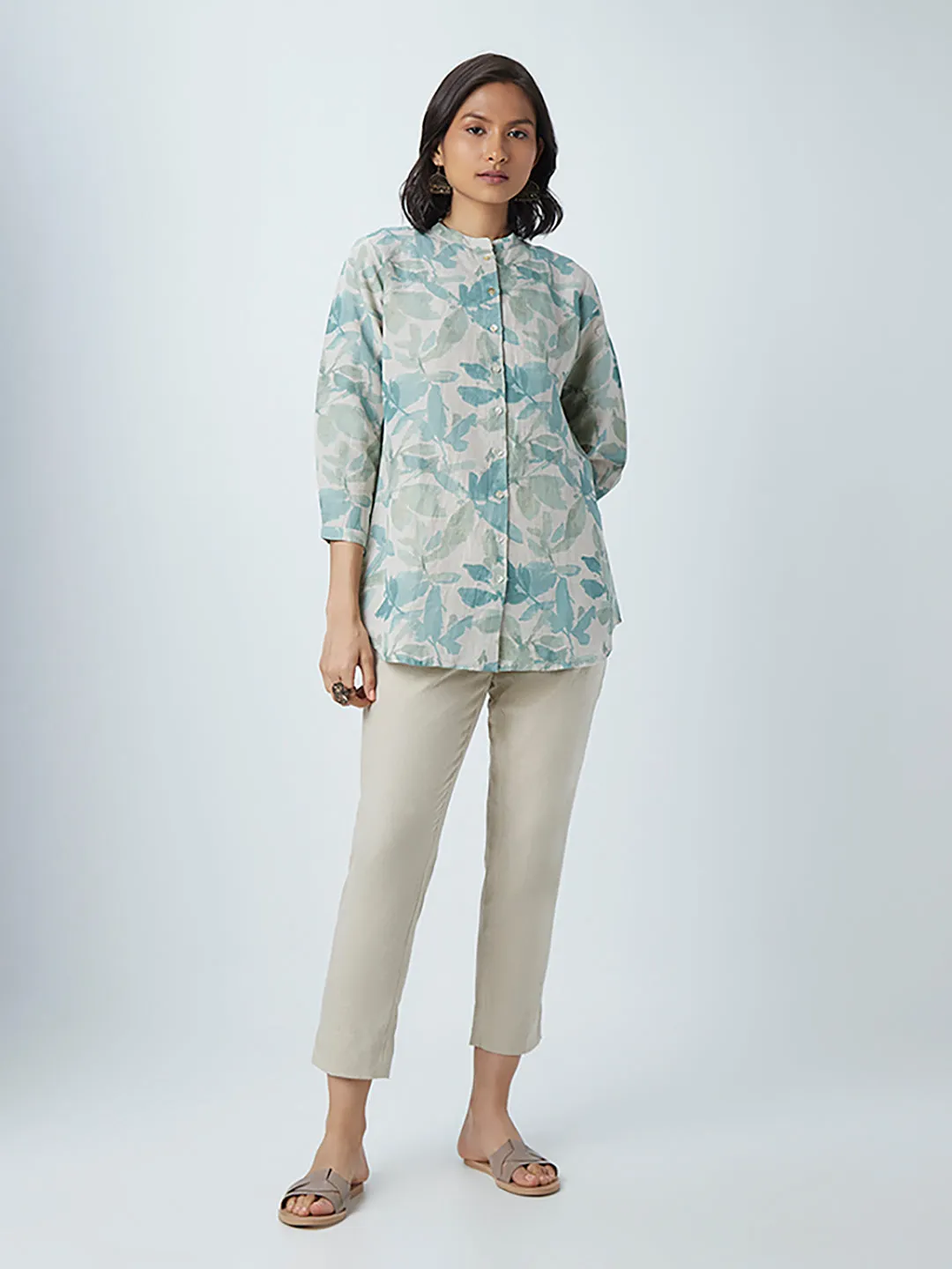 Zuba Beige Cotton-Blend Ethnic Pants